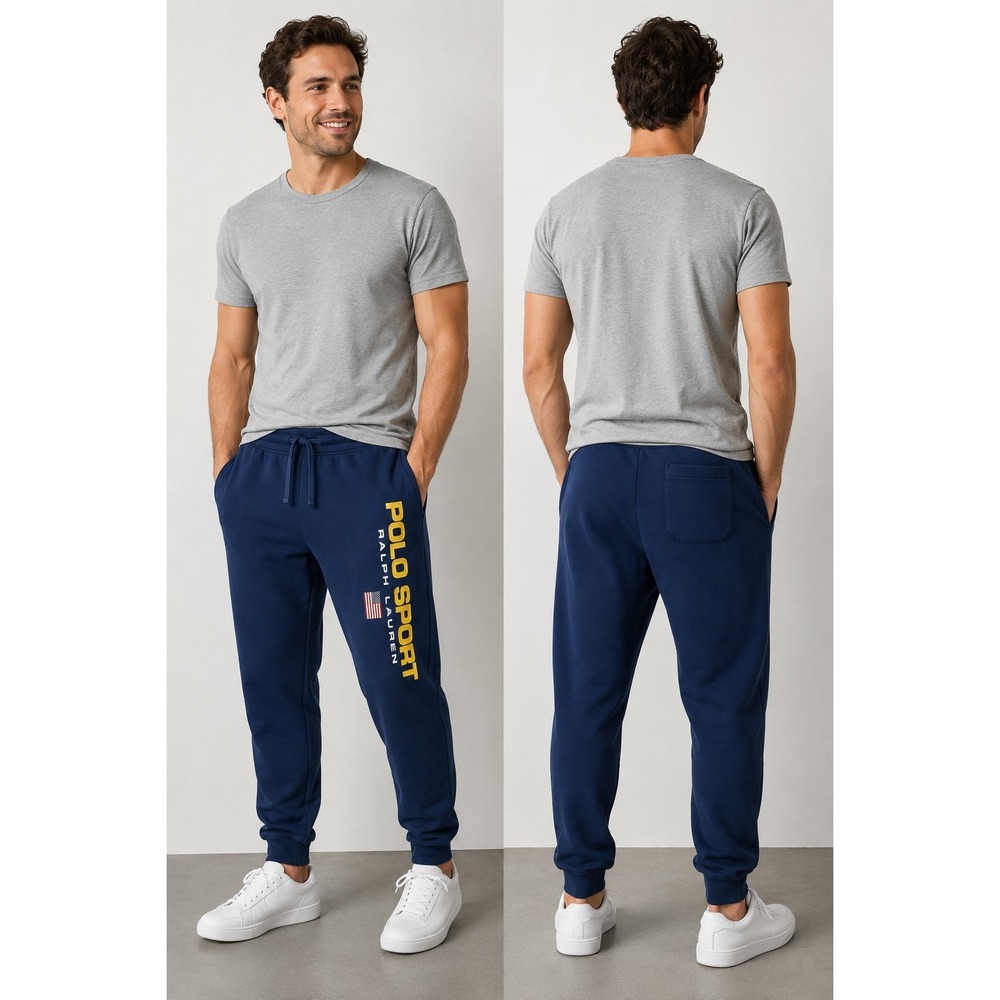 Polo Sport Ralph Lauren Mens Blue Graphic Logo Jogger Sweatpants M Streetwear